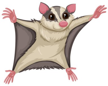 Flying squirrel with happy face clipart