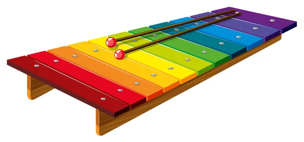 Färgglada xylofon med pinnarカラフルな木琴の棒 — ストックベクタ