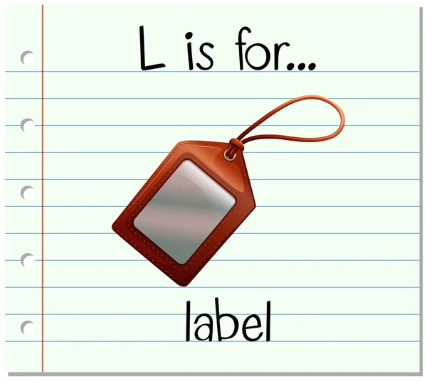 Flashcard bokstaven L är för etikett — Stock vektor