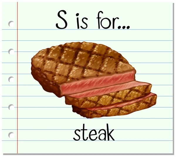 La lettera S di Flashcard è per bistecca — Vettoriale Stock