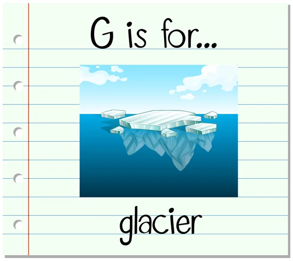 Flashcard letter G is voor gletsjer — Stockvector