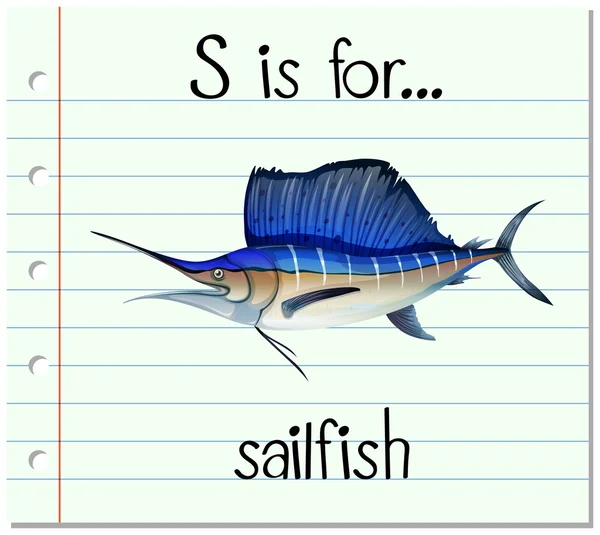 A letra S é para os peixes marinhos — Vetor de Stock