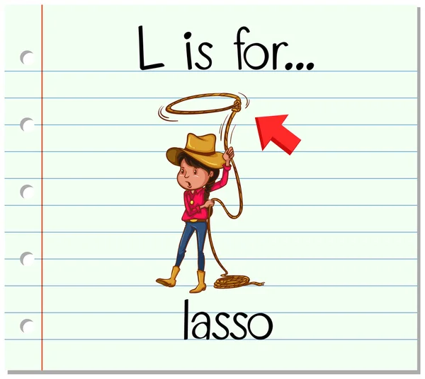 Flashcard letter L is voor lasso — Stockvector