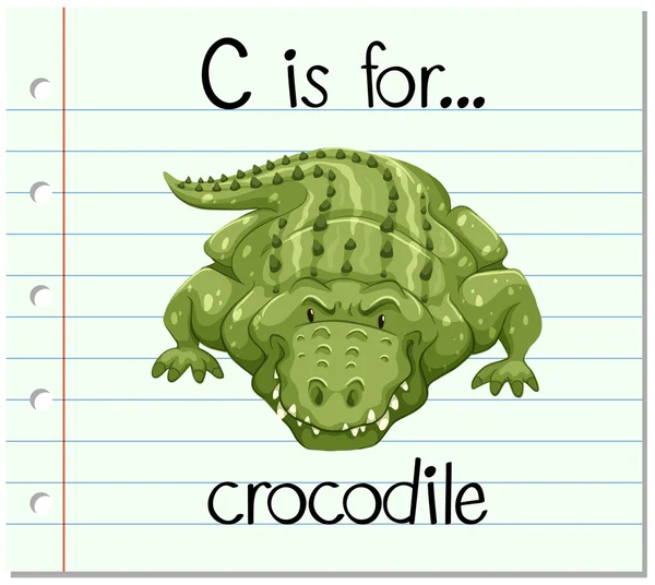 Flashcard lettre C est pour crocodile — Image vectorielle