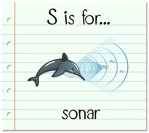 Flashcard lettre S est pour sonar — Image vectorielle