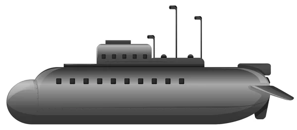 Sottomarino nero su sfondo bianco — Vettoriale Stock