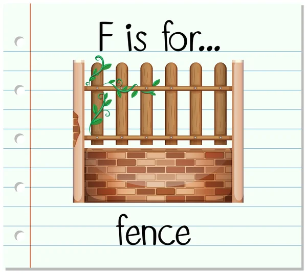 Flashcard bokstaven F är för staket — Stock vektor