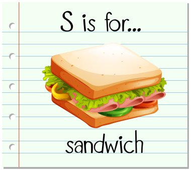 Flashcard S sandviç için harftir