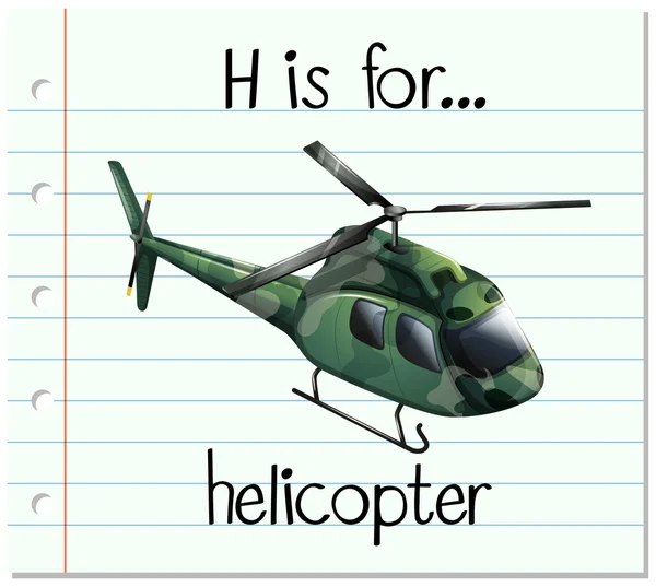 Karteikarte Buchstabe h ist für Hubschrauber — Stockvektor