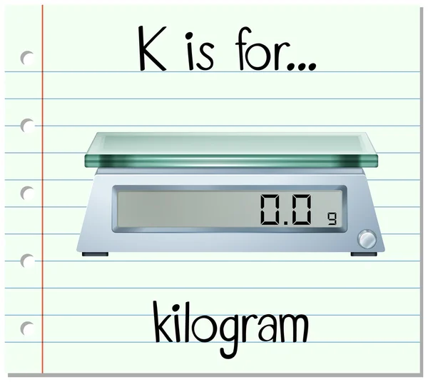 Flashcard lettre K est pour kilogramme — Image vectorielle