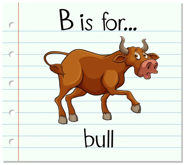 La lettera B della flashcard è per il toro — Vettoriale Stock