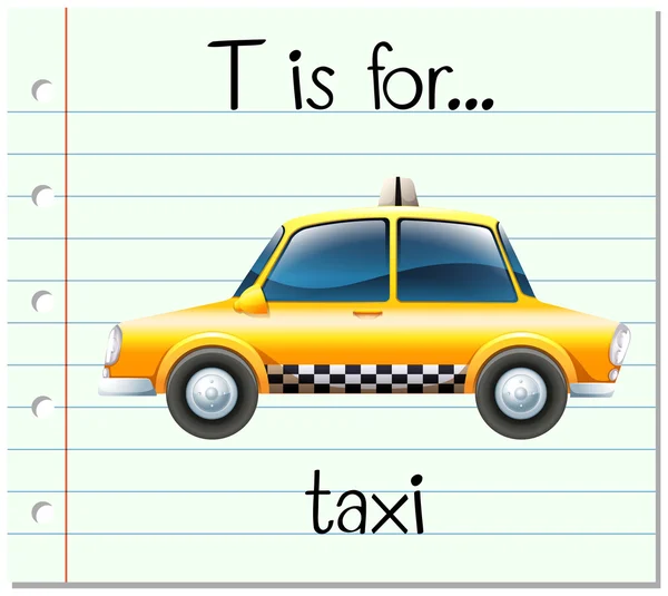 Flashcard lettera T è per il taxi — Vettoriale Stock