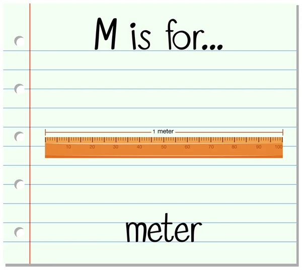 Karteikarte Buchstabe m ist für Meter — Stockvektor