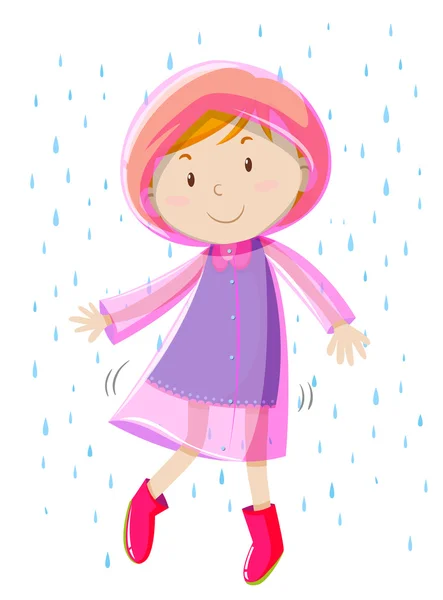 Flicka i rosa regnrock — Stock vektor