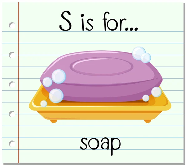 Flashcard letter S is for soap — Stock Vector