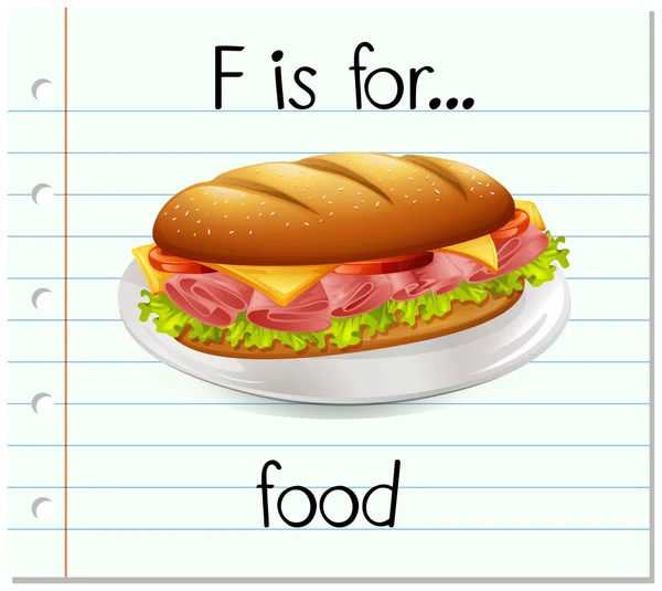 Flashcard letra F é para alimentos —  Vetores de Stock