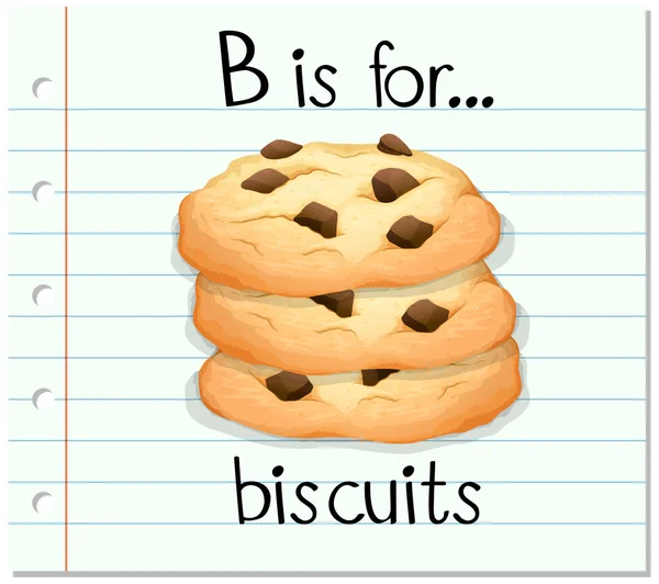 Flashcard letra B es para galletas — Archivo Imágenes Vectoriales