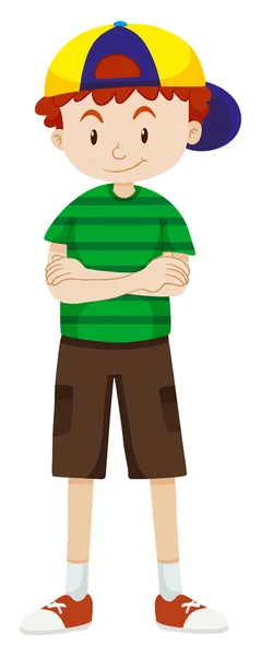 Niño usando gorra y pantalones cortos — Vector de stock