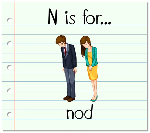 แฟลชการ์ดตัวอักษร N ใช้สําหรับพยักหน้า — ภาพเวกเตอร์สต็อก
