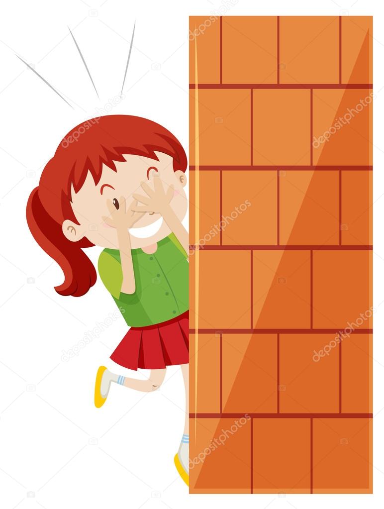 Girl hiding behind the wall Stock Vector Image by ©blueringmedia 108400556