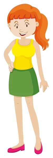 Vrouw in groene rok — Stockvector