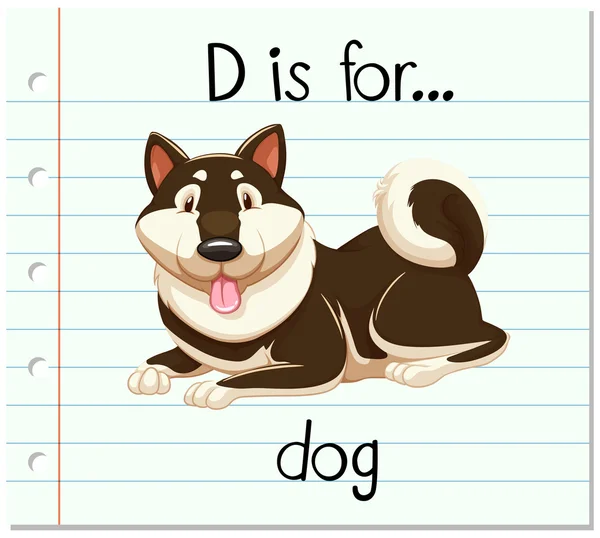 Flashcard alfabet D is voor hond — Stockvector