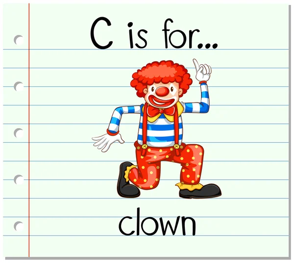 Karteikartenalphabet c ist für Clown — Stockvektor