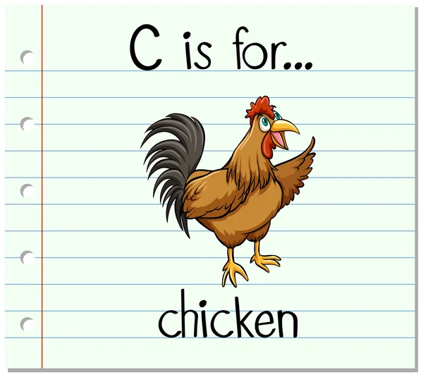 抽认卡字母 c 是鸡 — 图库矢量图片