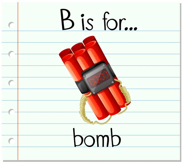 Flashcard alfabetet B är för bomb — Stock vektor