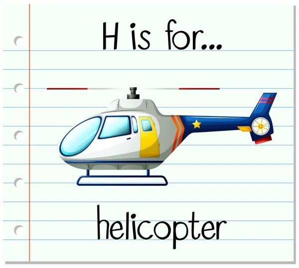 Karteikartenalphabet h ist für Hubschrauber — Stockvektor