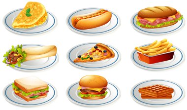 Fastfood plakaları kümesi