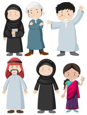 Müslüman erkek ve kadın ile mutlu yüz