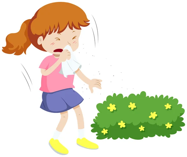 Dziewczyna o alergii pyłku — Wektor stockowy