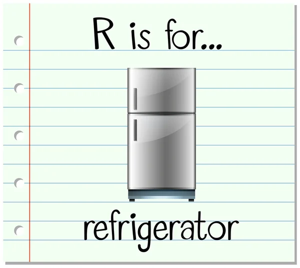 R フラッシュ カードの文字は、冷蔵庫 — ストックベクタ