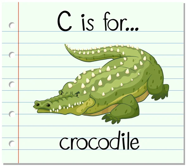 Flashcard lettre C est pour crocodile — Image vectorielle