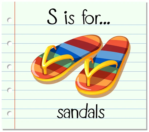 Flashcard lettera S è per i sandali — Vettoriale Stock