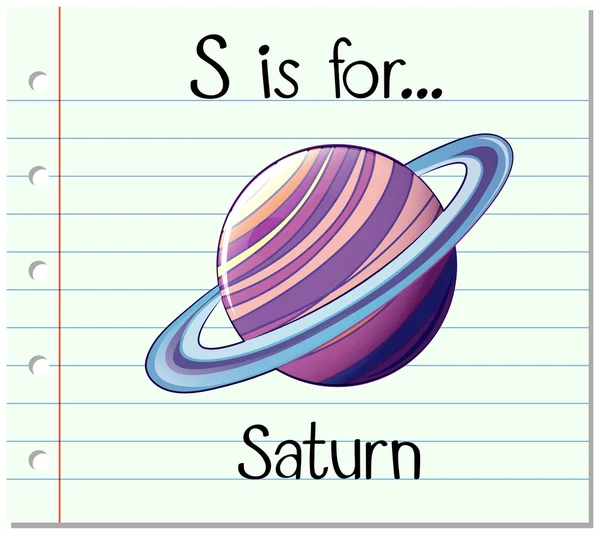 Flashcard letter S is voor Saturnus — Stockvector
