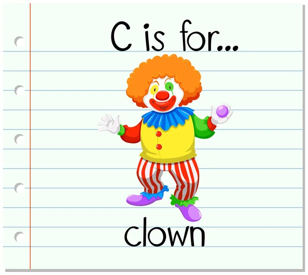 Flashcard letter C is voor clown — Stockvector