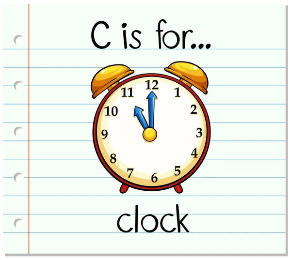 Flashcard lettre C est pour horloge — Image vectorielle