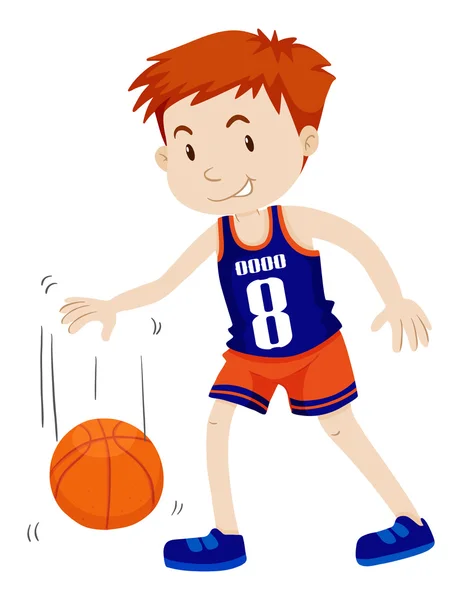 Homme jouant au basket seul — Image vectorielle