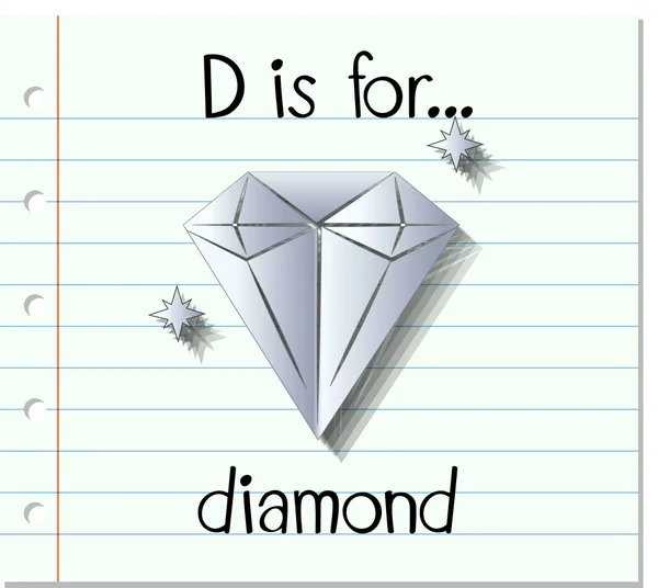 Flashcard letter D is voor diamant — Stockvector