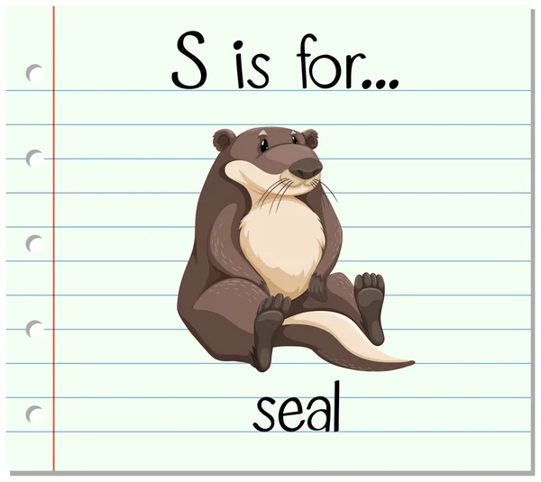 Flashcard letter S is voor seal — Stockvector