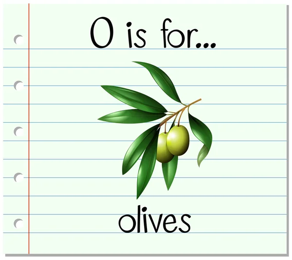 Flashcard letter O is voor olijven — Stockvector