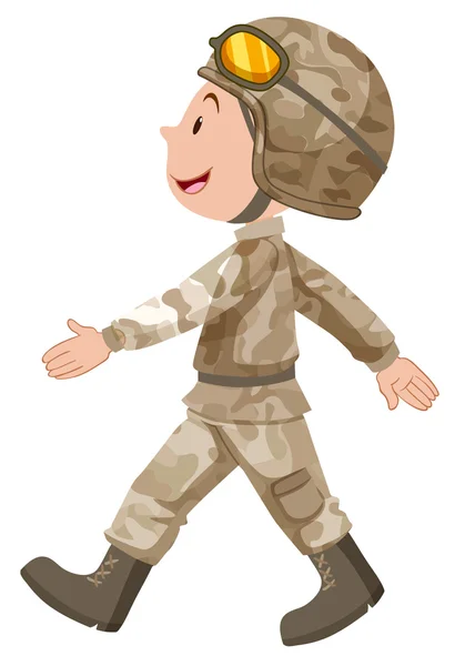 在棕色制服行走的士兵 — 图库矢量图片