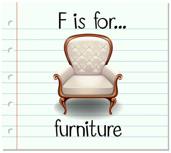 Karteikartenbuchstabe f ist für Möbel — Stockvektor