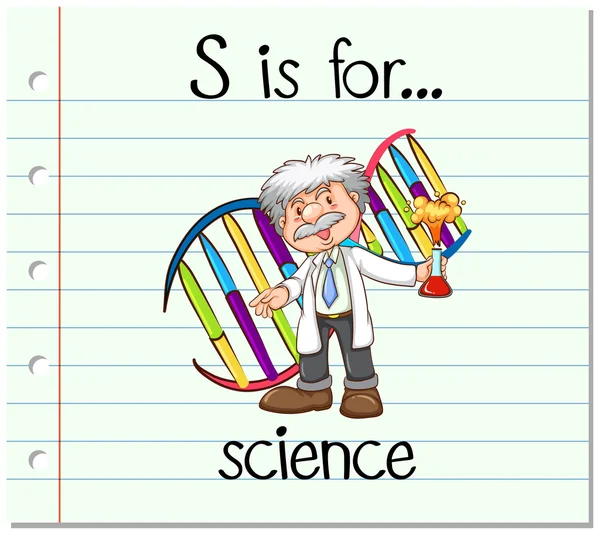Flashcard lettre S est pour la science — Image vectorielle