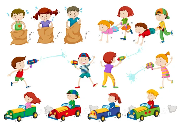 Farklı aktiviteler yapan çocuklar — Stok Vektör