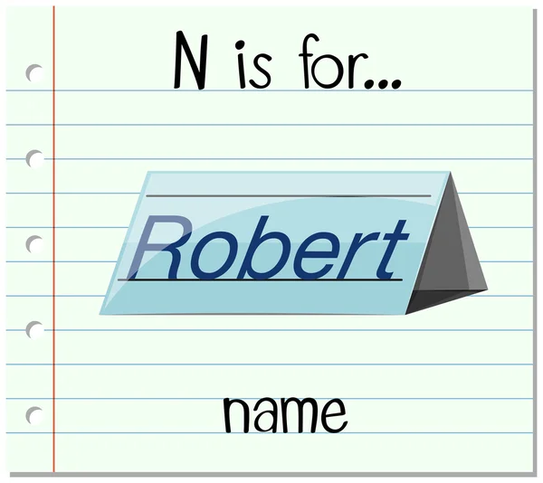 Flashcard lettre N est pour le nom — Image vectorielle