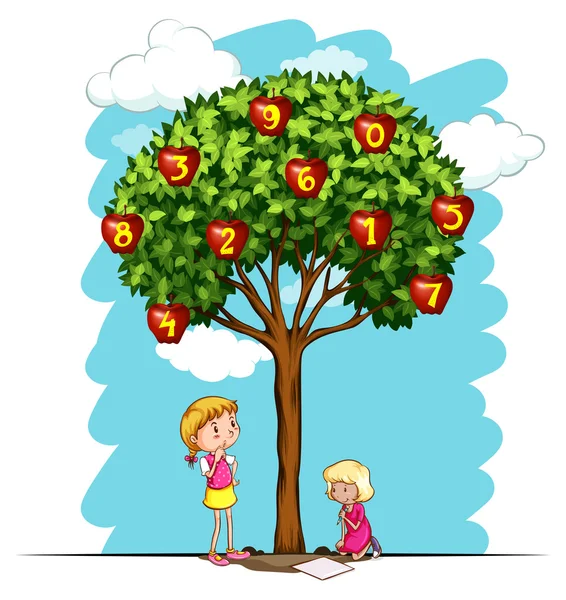 树上苹果与数字 — 图库矢量图片