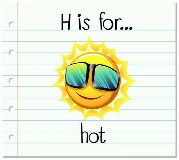 Flashcard lettre H est pour chaud — Image vectorielle